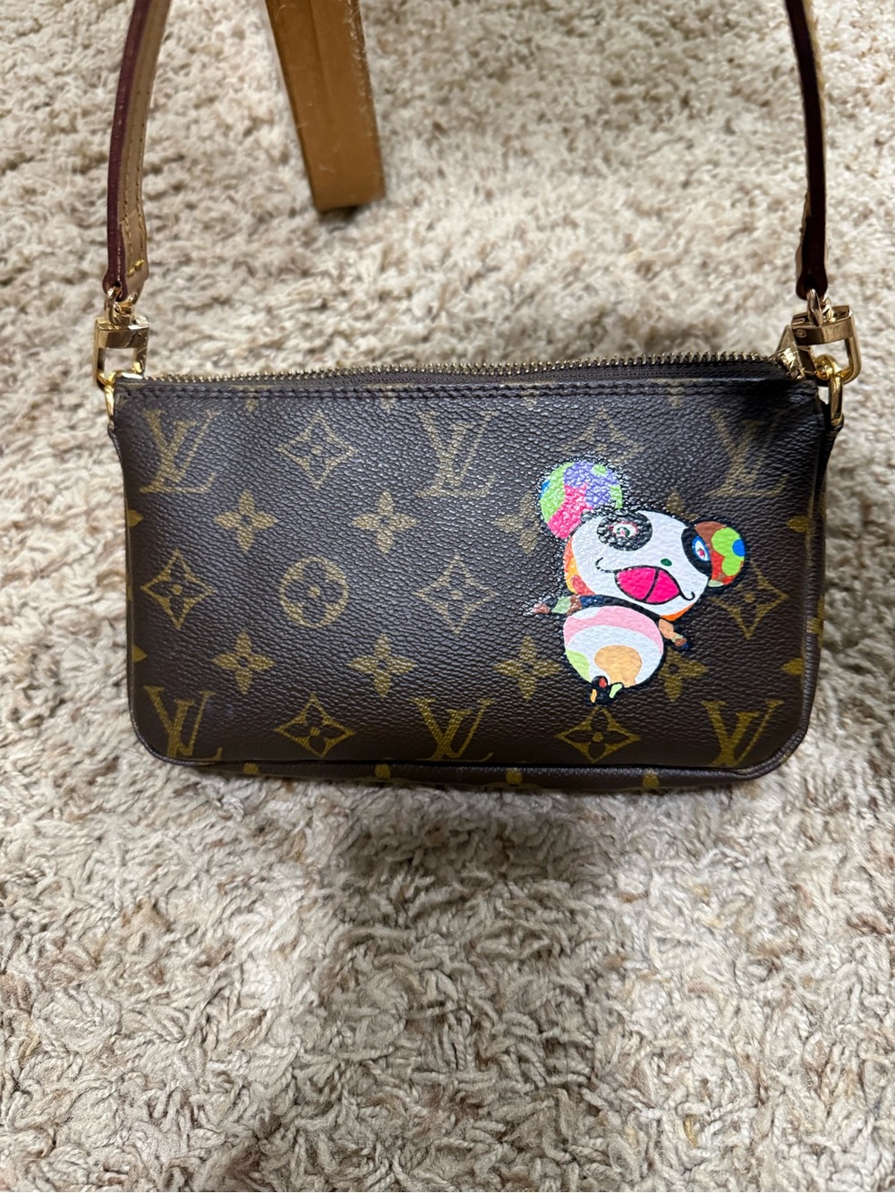 LV  Monogram Canvas Mini Pochette with Multicolor Panda Accent - Brown (revamp)